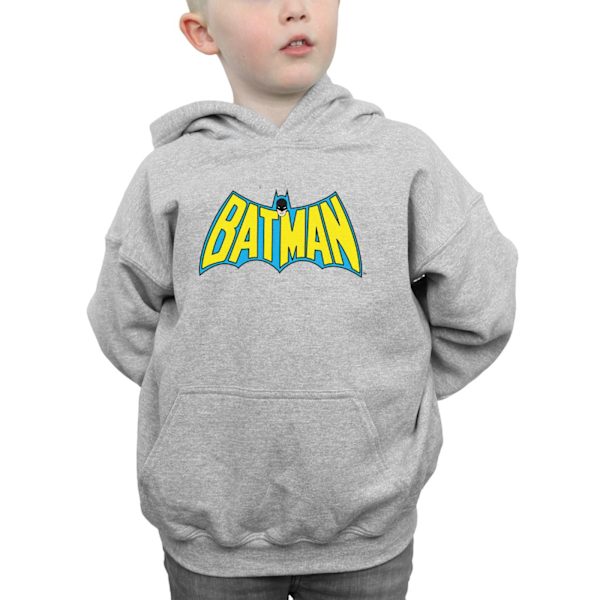 DC Comics Boys Batman Retro Logo Hoodie 5-6 år Sports Grey Sports Grey 5-6 Years