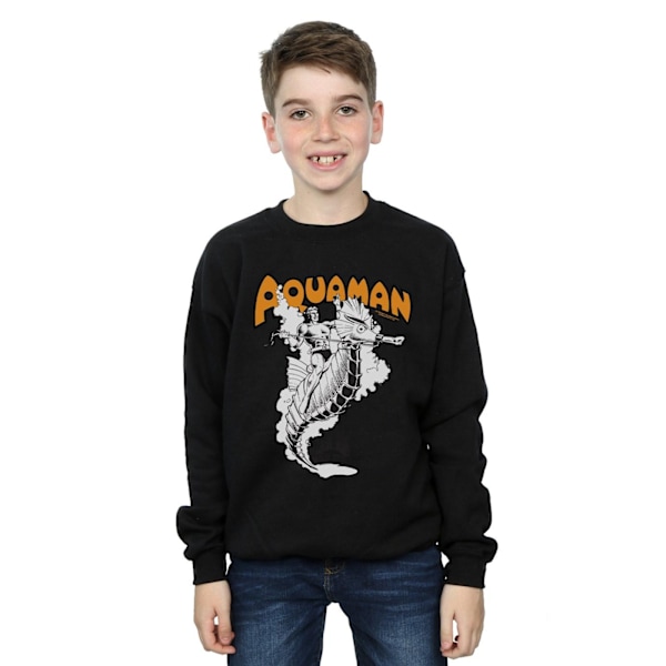 DC Comics Boys Aquaman Mono Action Pose Sweatshirt 9-11 år B Black 9-11 Years