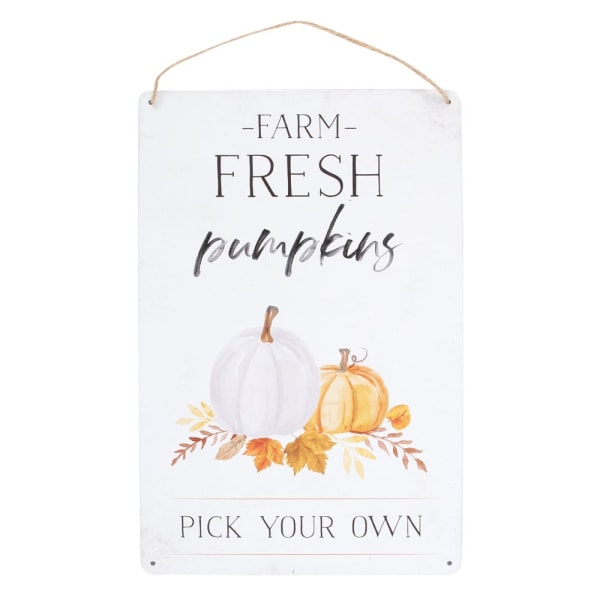 Något annat Farm Fresh Pumpkins Metal Plaque One Size W White/Black/Orange One Size