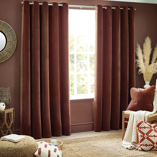 Yard Chenille Velvet Öglett Gardiner 168cm x 183cm Muskot Nutmeg 168cm x 183cm