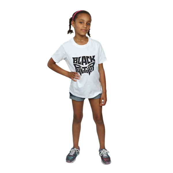 Marvel Girls Black Panther Worded Emblem Bomull T-shirt 9-11 År White 9-11 Years