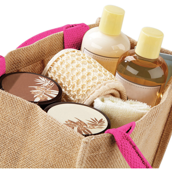 Westford Mill Jute Mini Presentpåse (6 liter) One Size Naturlig/Fuchsia Natural/Fuchsia One Size