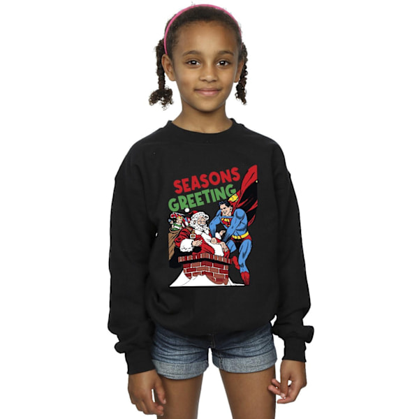 DC Comics Girls Superman Santa Comic Sweatshirt 7-8 år Svart Black 7-8 Years