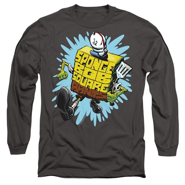 SvampBob Fyrkant Unisex Vuxen Bokstav T-Shirt S Kolgrå Charcoal S