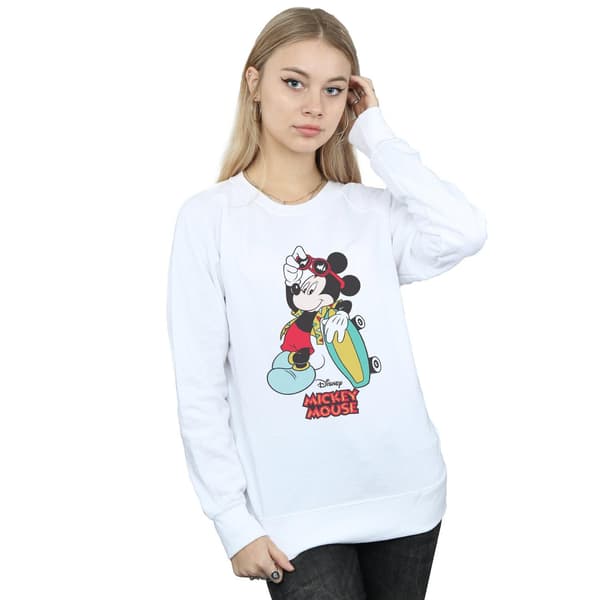 Disney Dam/Kvinnor Mickey Mouse Skate Dude Sweatshirt M Vit White M