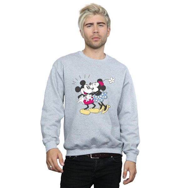 Disney Herr Mickey Och Minnie Mus Kyss Sweatshirt XXL Sports Sports Grey XXL
