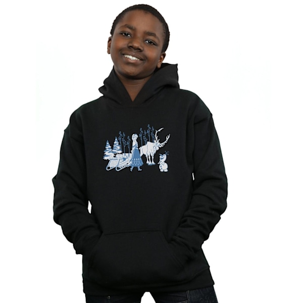 Disney Boys Frozen Anna Sven Och Olaf Hoodie 7-8 År Svart Black 7-8 Years