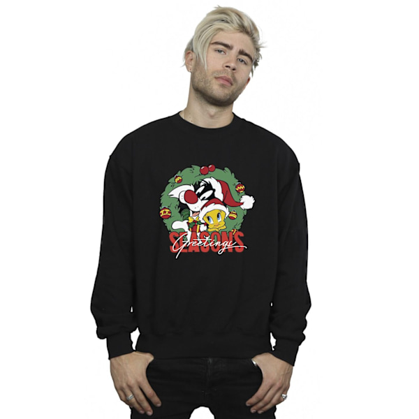 Looney Tunes Herr Säsongshälsningar Sweatshirt L Svart Black L