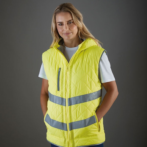 Yoko Unisex Adults Hi Vis Kensington Hooded Gilet S Gul Yellow S