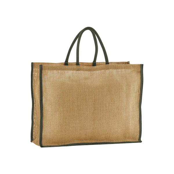 Westford Mill Kontraststärkt Jute Tote Bag En Storlek Naturlig/ Natural/Olive Green One Size