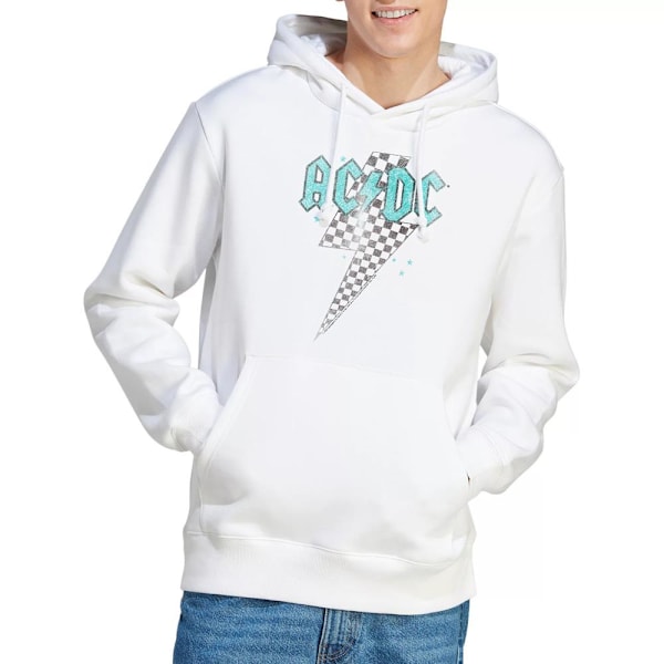 AC/DC Herr Skewed Checkerboard Bolt Hoodie XL Vit White XL
