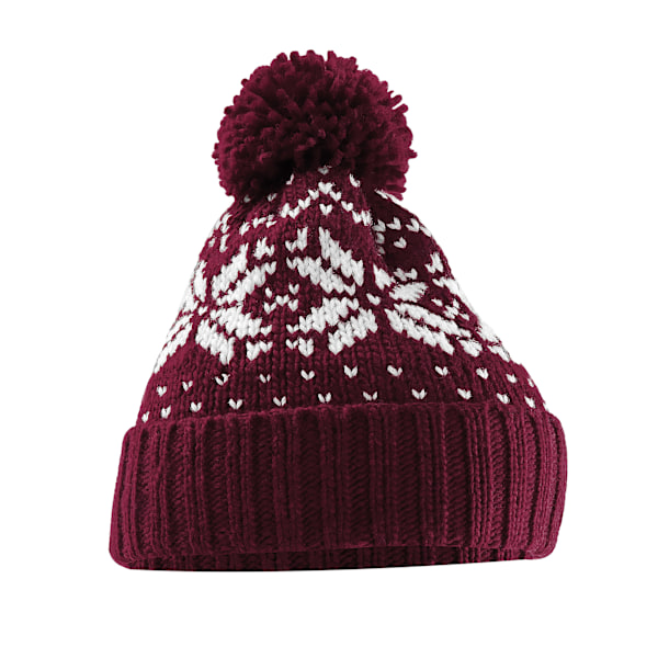 Beechfield Fair Isle Snowstar Beanie One Size Burgundy/White Burgundy/White One Size