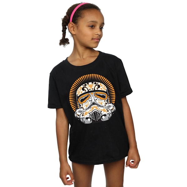 Star Wars Girls Stormtrooper Dia De Los Muertos Bomull T-shirt Black 12-13 Years