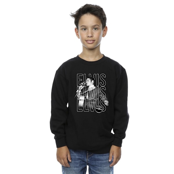 Elvis Boys Triple Logo Portrait Sweatshirt 9-11 år Svart Black 9-11 Years