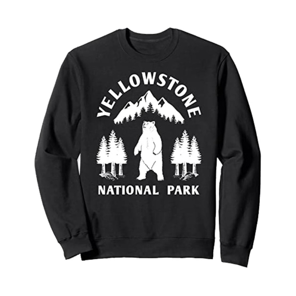 Yellowstone National Park Dam/Dam Bear Sweatshirt XL Svart Black/Green/White XL