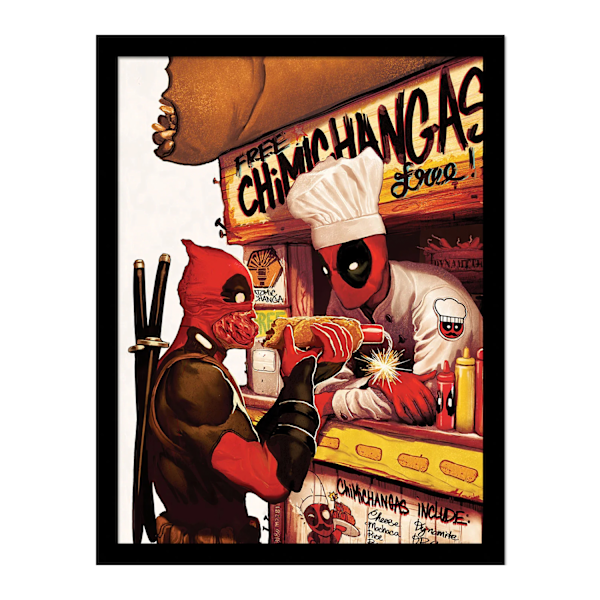 Deadpool Explosive Hot Dog Inramad Poster 40cm x 30cm Flerfärgad Multicoloured 40cm x 30cm