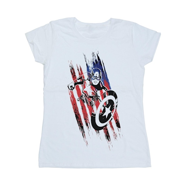 Marvel Womens/Ladies Avengers Captain America Streaks Bomull T-shirt White XL