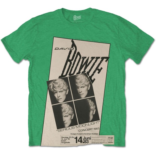 David Bowie Unisex Vuxen Konsert ´83 Bomull T-Shirt M Irländsk Grön Irish Green M