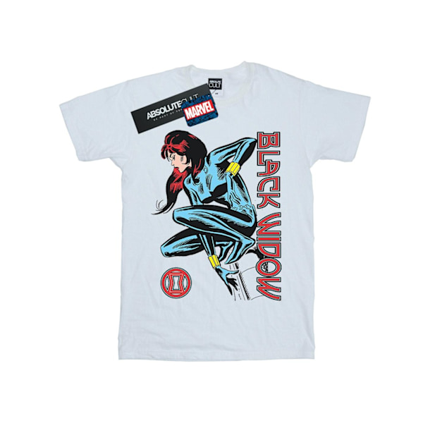 Marvel Boys Black Widow In Action T-shirt 7-8 år Vit White 7-8 Years