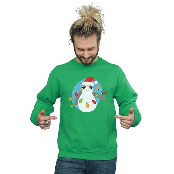 Star Wars Mens The Last Jedi Porg Julbelysning Sweatshirt X Irish Green XXL