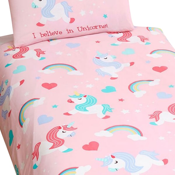 Bedding & Beyond Barn/Barn I Believe In Unicorns Påslakan Cov Pink Double