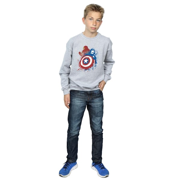 Marvel Boys Captain America Civil War Målad Vs Iron Man Sweatshirt Heather Grey 7-8 Years