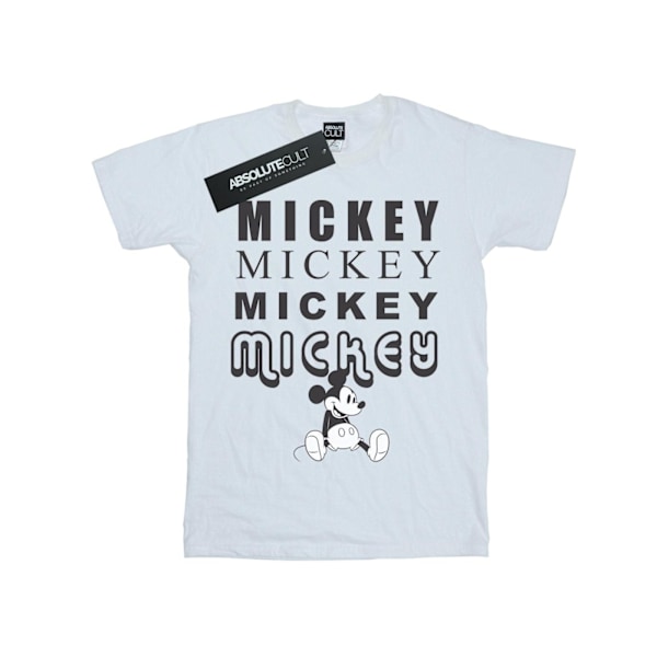 Disney Dam/Damer Mickey Mouse Sittande Bomull Boyfriend T-Sh White XXL