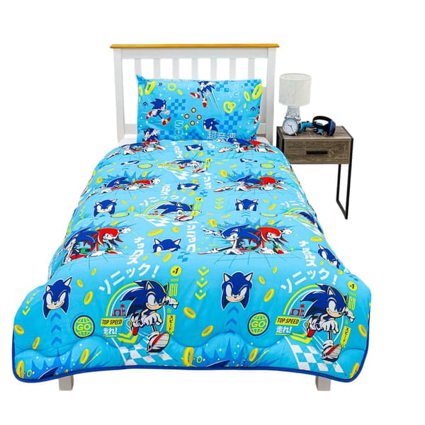 Sonic The Hedgehog Vändbart Påslakanset Enkelt Ljusblått Light Blue Single