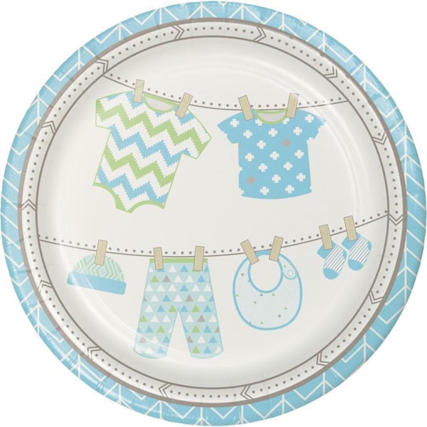 Creative Party Bundle Of Joy Pappers Babyshower Tallrik (Förpackning om 8) White/Blue One Size