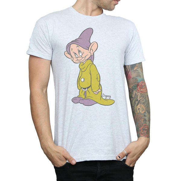 Snövit och de sju dvärgarna Klassisk Dopey T-shirt för män XL S Sports Grey XL