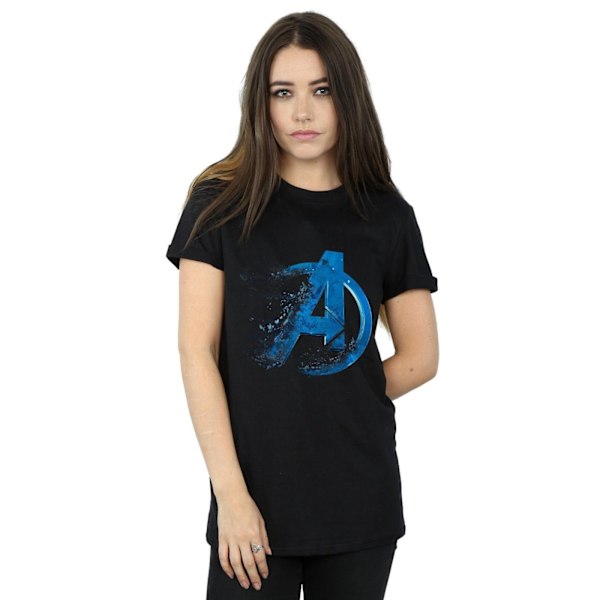 Marvel Womens/Ladies Avengers Endgame Dusted Logo Bomull Boyfri Black S