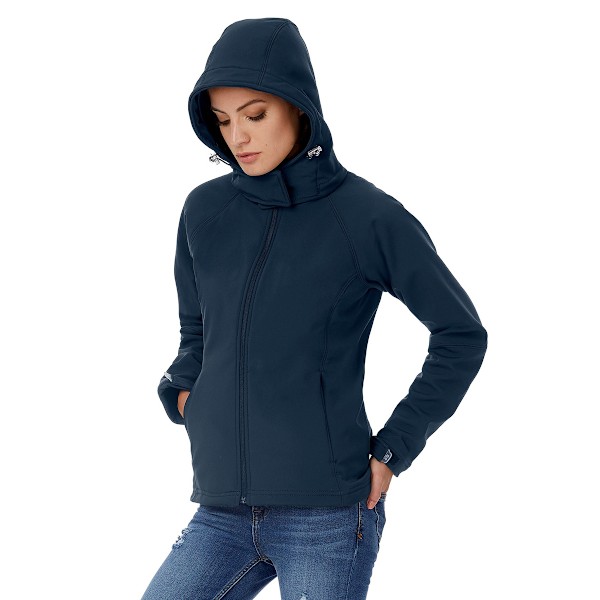 B&C Dam Premium Softshelljacka med huva (vindtät, vattentät och andningsbar) Navy Blue M