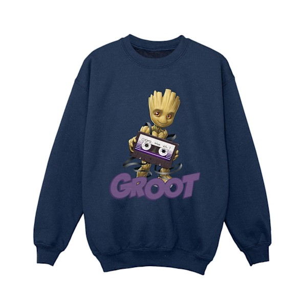 Guardians Of The Galaxy Pojkar Groot Kassett Sweatshirt 7-8 År Navy Blue 7-8 Years