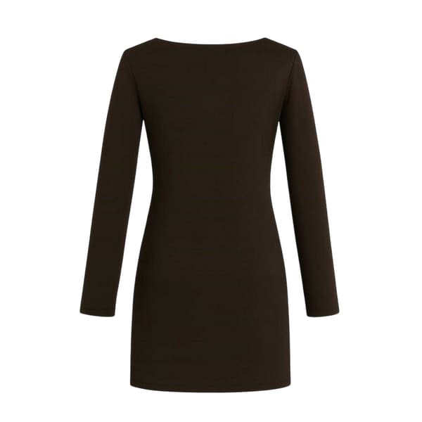 I Saw It First Dam/Dam Ruched Långärmad Miniklänning 10 Chocolate 10 UK