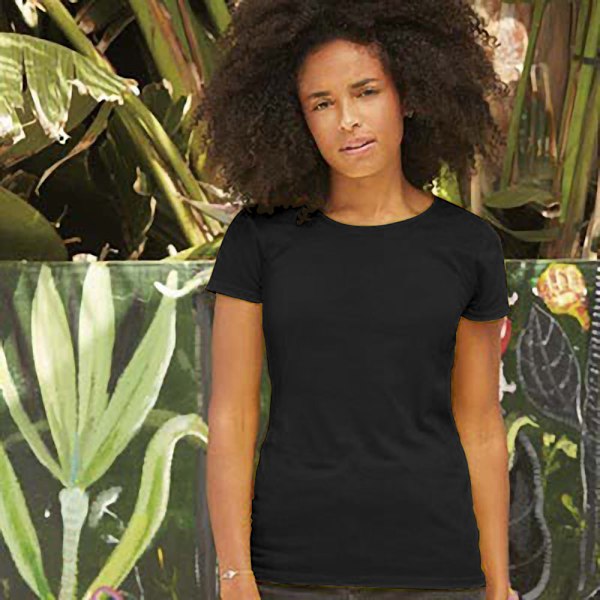 Fruit of the Loom Dam/Damer Lady Fit Kortärmad T-shirt Black L