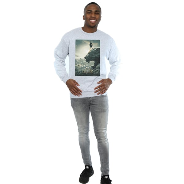 Marvel Herr Svart Panther Poster Sweatshirt XL Sports Grå Sports Grey XL