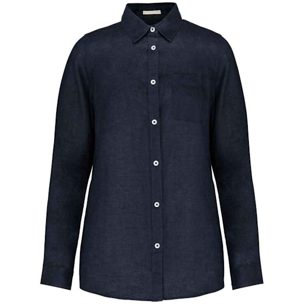 Native Spirit Dam/Kvinnor Linne Långärmad Skjorta 8 UK Marinblå Navy 8 UK