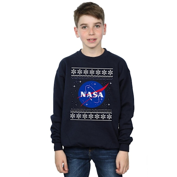 NASA Boys Classic Fair Isle Sweatshirt 9-11 år Marinblå Navy Blue 9-11 Years