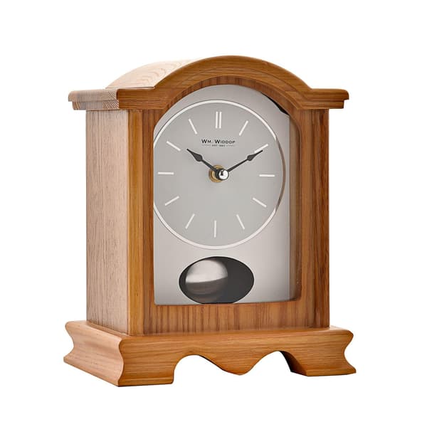 Wm.Widdop Mantel Clock med Pendel och Bruten Båge, Ekträeffekt, One Size Oak One Size