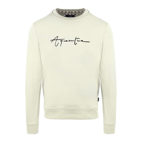 Aquascutum Herr Script Crew Neck Regular Sweatshirt M Smör Butter M