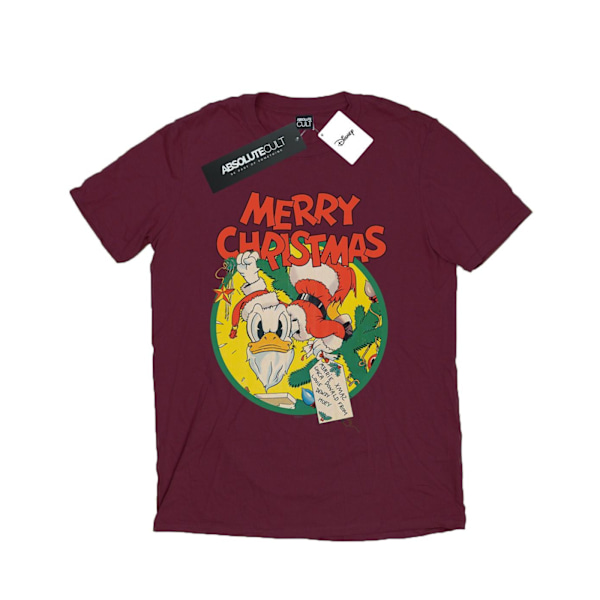 Disney Herr Donald Duck God Jul T-shirt L Bourgogne Burgundy L