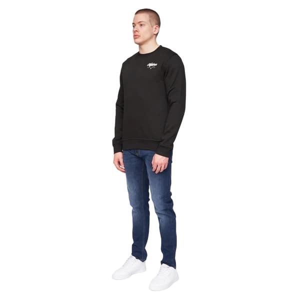 Henleys Herr Scripthen Crew Neck Sweatshirt L Svart Black L