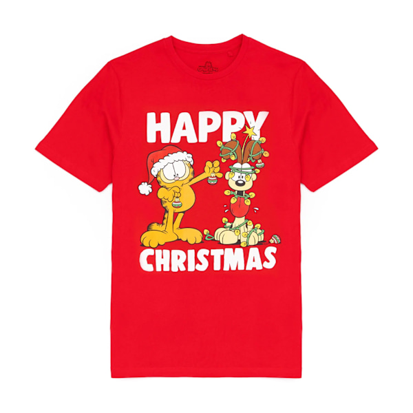 Garfield Herr Happy Christmas T-shirt XXL Röd Red XXL