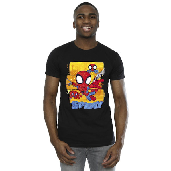 Marvel Mens Spidey And His Amazing Friends Flying T-Shirt 5XL B Black 5XL