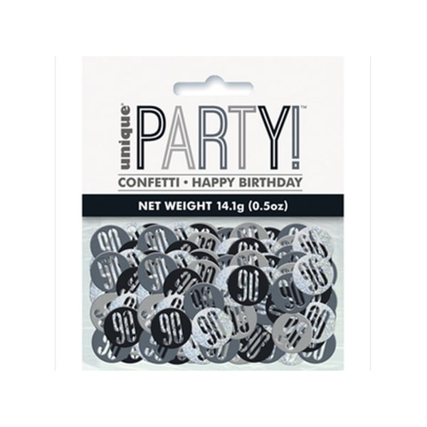 Unik Party Glitz Foil 90th Confetti 14g Svart/Silver Black/Silver 14g