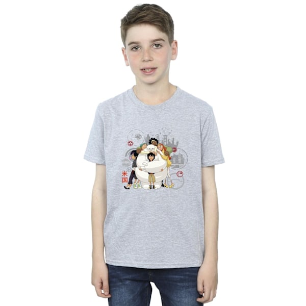 Disney Boys Big Hero 6 Baymax Group Hug T-shirt 12-13 år Spo Sports Grey 12-13 Years