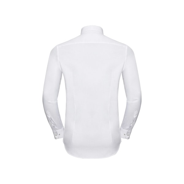 Russell Collection Herrmönstrad skräddarsydd långärmad forma för män White/Silver/Convoy Grey 15.5in