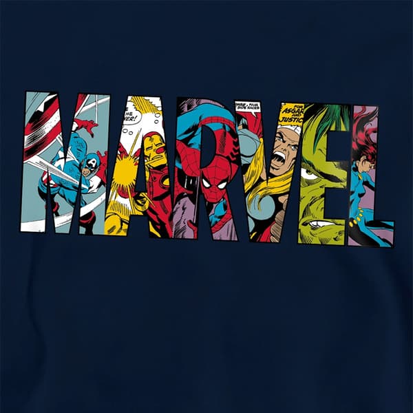 Marvel Barn/Barn Karaktärer Logotyp Pullover Hoodie 7-8 År Black 7-8 Years
