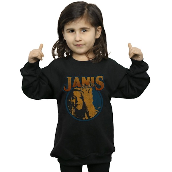 Janis Joplin Girls Distressed Circle Sweatshirt 9-11 år Svart Black 9-11 Years