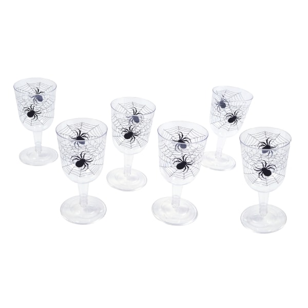 Bristol Novelty Spiderweb Goblets (Pack of 6) One Size Clear/Bl Clear/Black One Size